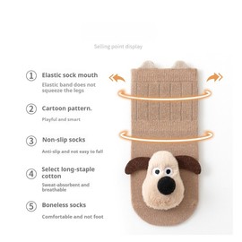 BEHELE Baby Toddler Non-Skid Crew Socks, 4 Pairs, Cartoon Doll Print, Non Slip (US, Age, 1 Year, 3 Years, Style1)