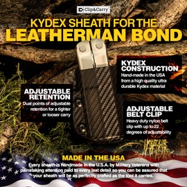 Clip & Carry Kydex Multitool Sheath for the Leatherman Bond - Made in USA - EDC Multi Tool Sheath Holder Holster Cover - Carbon Fiber Red