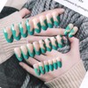 24Pcs Press on Nails Long Coffin Fake Nails Lines False