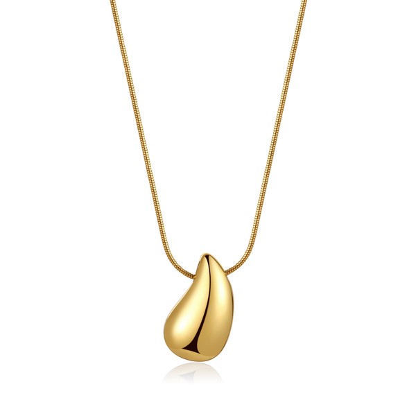 Aoliantty Pendant Necklace,Stainless Steel,14K Golden Plated,Water Droplet Shape,18 inches