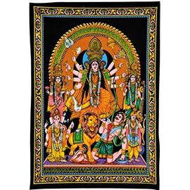 Gangesindia Goddess Durga Killing Demon - Cotton Painting