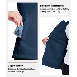 SWISSWELL Womens Light Rain Jacket Waterproof Windbreaker with Hood Packable Raincoats for Hiking Travel Outdoors Navy XL