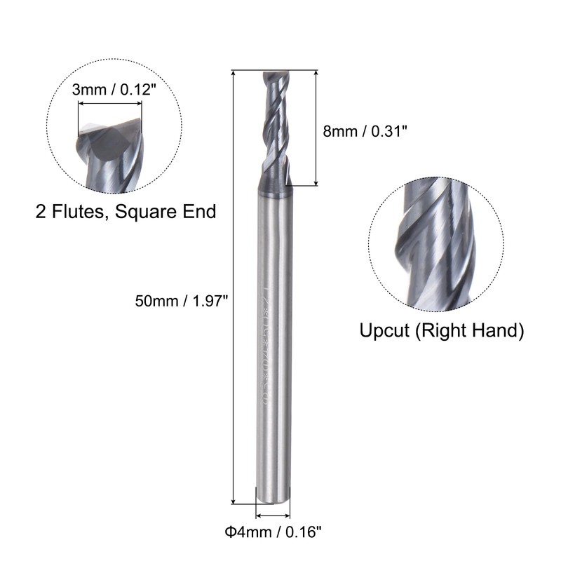 sourcing map 4pcs 3mm Dia 4mm Shank Square Nose End