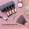 Skybloom 14 Piece Premium Makeup Brush-Set with Leather Case, Black
