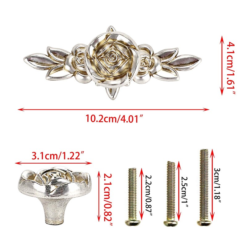 BSTKEY 5 Packs Rose Drawer Knobs Pull Handles for Cupboard