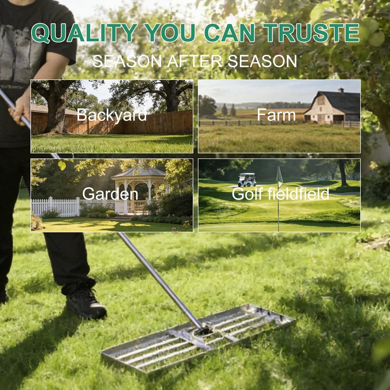 PMKBVI 30" x 10" Lawn Leveling Rake, Heavy Duty 304