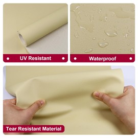 Car Elements Vinyl Leather Fabric Marine Waterproof Material 55"×216" Upholstery Faux Leather Sheets 0.6mm Thick Anti-UV Non-Peeling, for Repairing Sofa Car Boat Leather Material, Beige