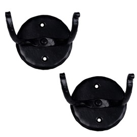 Vanacara Black Wall Hook Wrought Iron ~ Pack of 2 Vintage Decorative Metal Hanger Handmade