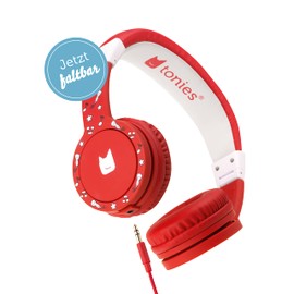 tonies Headphones, Adjustable & Foldable Children's Headphones with Volume Limiter, Over-Ear Headphones with Cable and Padded Headbands, Red