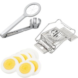 Stainless Steel Egg Slicer, Professional Egg Divider, Dishwasher Safe, Practical Egg Divider and Egg Splitter for Round and Oval Eggs, Salad Ingredients, with 1 x Six Piece Egg Cutter