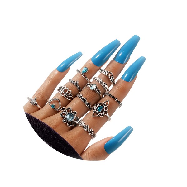 Ymimanchil Stackable Rings for Women Boho Knuckle Rings Peak Sea