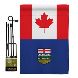 Americana Home & Garden Canada Alberta Garden Flag Set with Stand Provinces Canadian Territories Region Country Particular Area House Decoration Banner Small Yard Gift Double-Sided, Made in USA