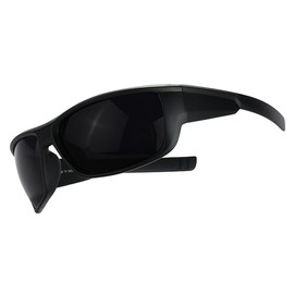 PLOPLO Super Dark Black Polarized Sunglasses Biker Rider Wrap Around Sport Sunglass UV400 Protection For Sensitive Eyes (Matte Black, Black)