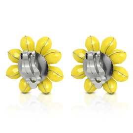 Aeravida Colorful Tropical Garden Vibrant Yellow Crystal Flower Beaded Clip-On Earrings | Summer Elegant Jewelry Wire | Flower Clip-on Earrings | Trendy Clip-on Earrings | Gift for Daughter