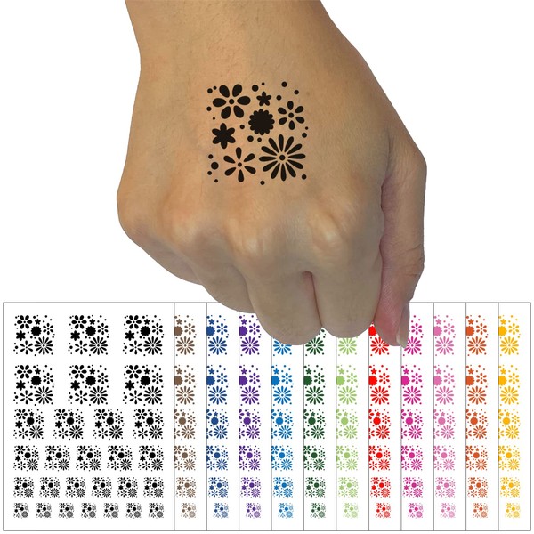 Sweet Geometric Flowers and Dots Seamless Repeating Pattern Temporary Tattoo