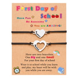 UNGENT THEM Back to School Gifts First Day of Kindergarten Preschool Pre k Bracelet Mommy and Me First Day of School Second Grade Mom Mother Daughter Bracelets