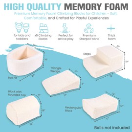 ZYSMALAT Sherpa Climbing Toys for Toddlers 1-3 Inside | Foam Climbing Blocks | Soft Play Climb Crawl Activity Playset | Indoor Active Soft Playset for Baby 6-12 Months | 5 PCS | Balls NOT Included