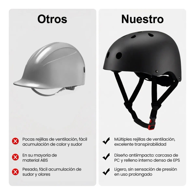Casco Deportivo Bicicleta Patinaje 58-61cm Ajustable Negro Xl