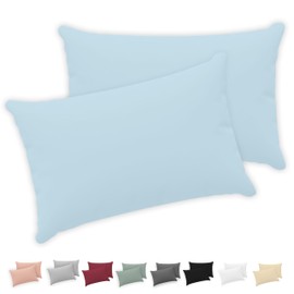 Twinzen® Cushion Covers, 100% Jersey Cotton, 150 GSM, Cushion Cover with Zip, OEKO-TEX Certified, 40 x 60 cm, Set of 2, Blue