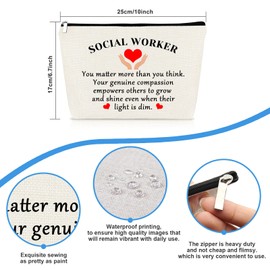 Social Worker Gift Cosmetic Bag Volunteer Colleague Social Work Thank You Gift Appreciation Gift Makeup Bag Christmas Birthday Gift for Social Worker Nurse Teacher Retirement Gift Travel Toiletry Bag