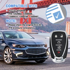 Key Fob Replacement for Chevy Camaro 2016-2021 Chevy Cruze 2016-2019 Chevy Malibu 2016-2021 5 Buttons Keyless Entry Remote Control Fit for HYQ4EA 13529662