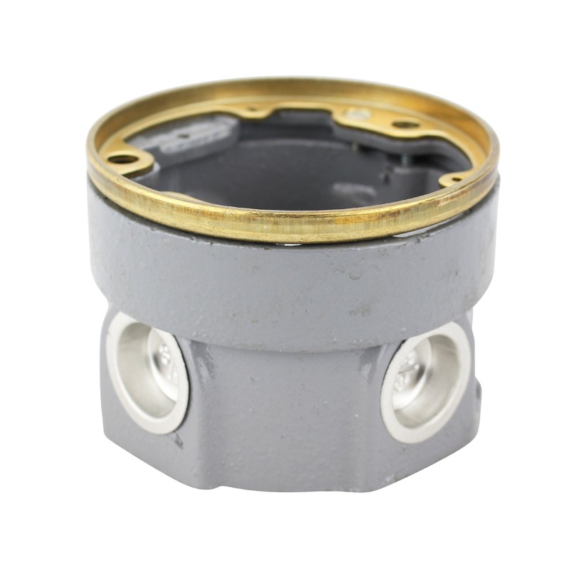 Hubbell B2519 Round Cast Floor Box, Deep, Fully Adjustable, Brass
