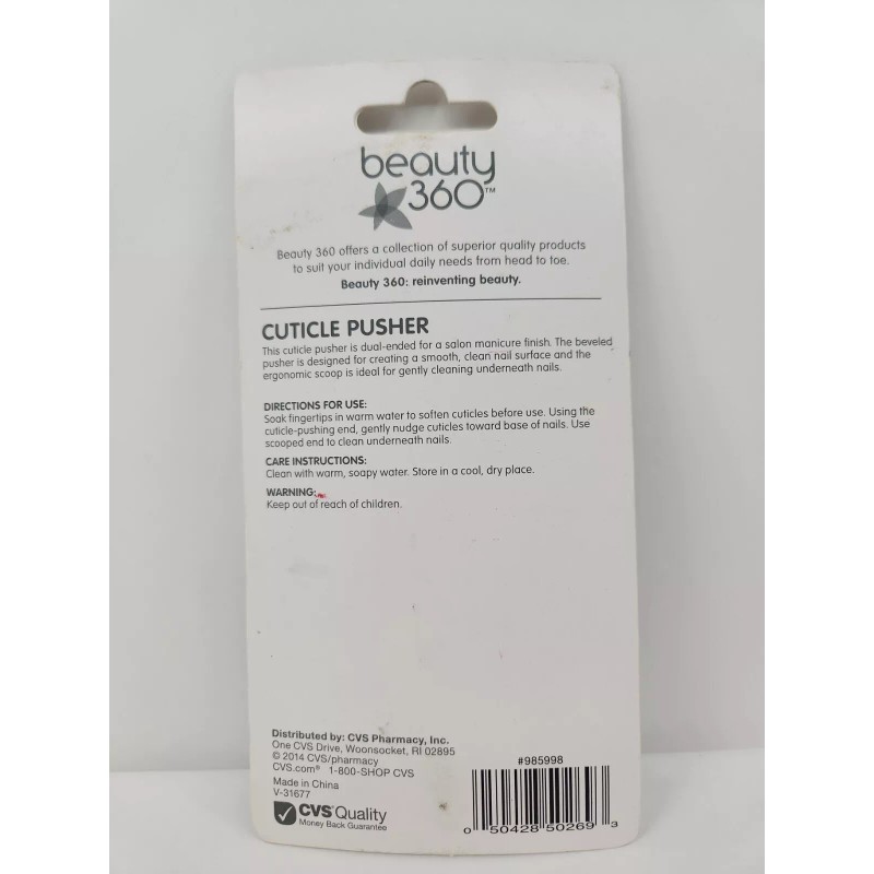 Beauty 360 Deluxe Cuticle Trimmer & Pusher Dual End, Stainless