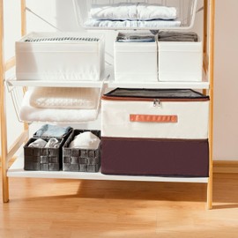 Gikool 16-Grid Multifunctional Foldable Shoe Organizer, Collapsible Fabric Bin with Handles & Mesh Pockets, Space-Saving Stackable Closet Storage for Shoes, Socks & Accessories (16.9"x16.9"x12.2")