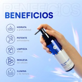 MIST JEWEL Gel limpiador facial hidratante con Ácido hialurónico + Vitamina C + Aloe vera + Ácido cítrico | Jabón dermolimpiador para la cara uso de d