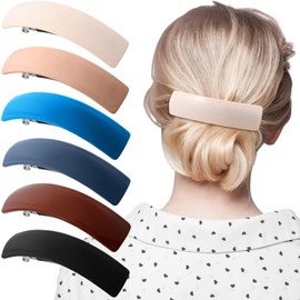 6 Pieces Hair Barrettes for Women Hair Clips Womens Hair Accessories Large French Hair Pin Retro Hair Clasp, 6 Colors (Solid Pattern)