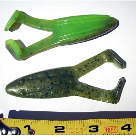 ALL AMERICAN Tournament Quality Soft Plastic Baits 5ct WATERMELON CHARTREUSE 4" BASS TOADS Soft Plastic FROGS Fishing Lures Baits