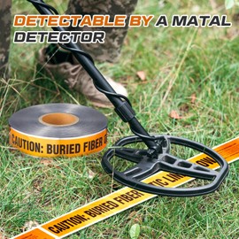 Pangda 2 Rolls 2 Inch by 1000 Feet Detectable Safety Tape Underground Electrical Caution Tape Caution Buried Fiber Optic Line Below Warning Tape, Orange with Black Print