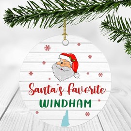 New Home Ornaments for Christmas Tree with Name City State Windham New Hampshire Ornament - Santa's Favorite Windham NH Ornament - Housewarming Ornament 3 Inches Plastic