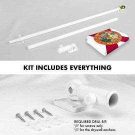 UD_G128 Combo Pack: 6 Ft Tangle Free Aluminum Spinning Flagpole (White) & Florida FL State Flag 3x5 Ft, LiteWeave Pro Series Pri