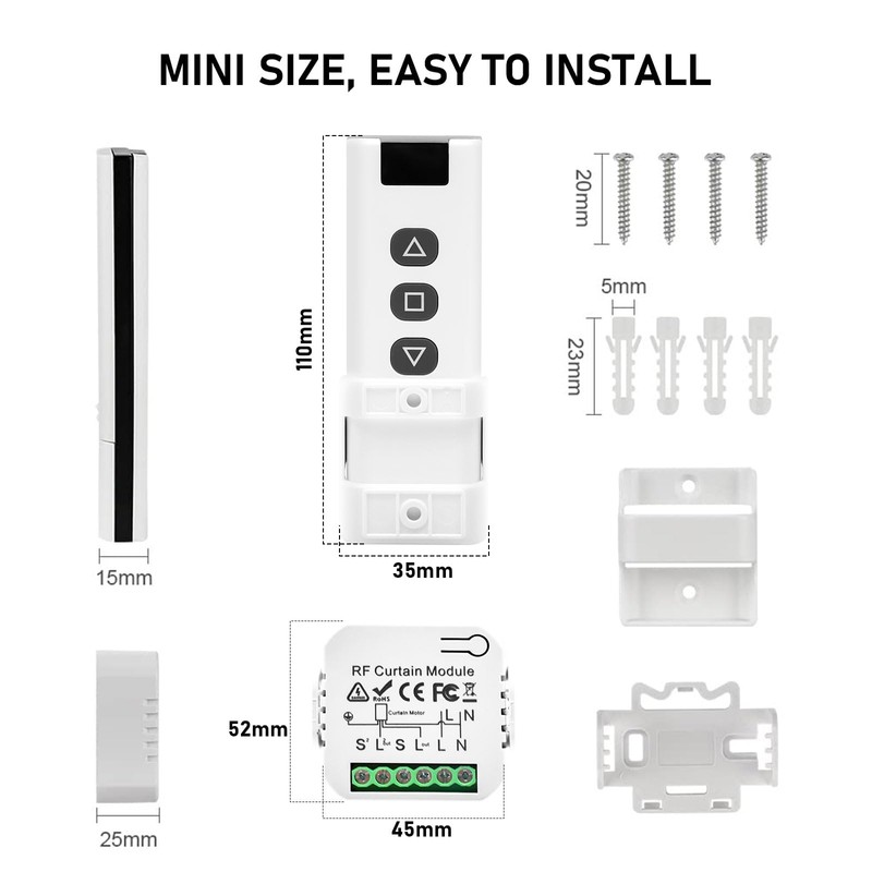APKLVSR Wireless Roller Shutter Control Retrofit Set, Roller Shutter Switch