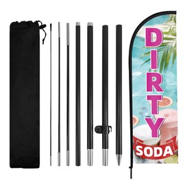 WODICY Dirty Soda Feather Flag with Poles 8.2ft Soda Bar Sign Weatherproof