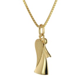 trendor 39630 Angel Pendant Gold 333 (8 Carat) with Gold-Plated Chain Magical Necklace for Women, This Necklace is a Great Gift Idea, Sterling Silver