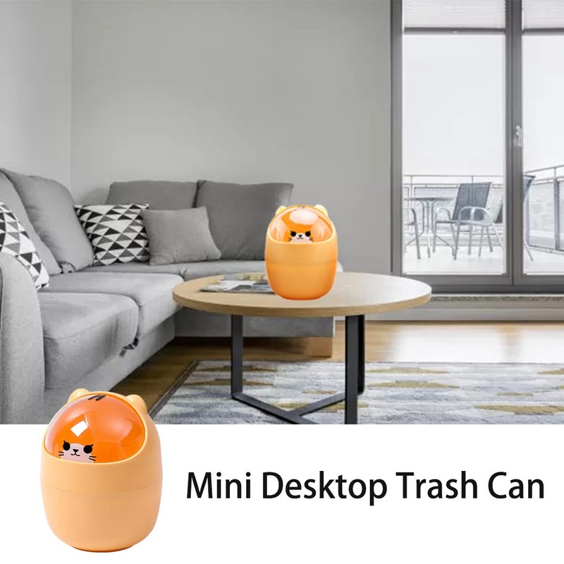Mini Trash Can, Cute Animal Desktops Trash Bin with Lid,