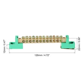 sourcing map Terminal Ground Bar Screw Block Barrier Brass 12 Positions Green for Electrical Distribution Pack of 2