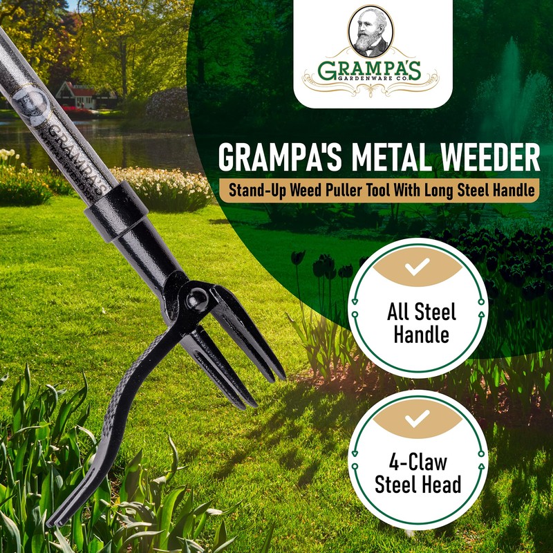 Grampa's Metal Weeder - Stand Up Weed Puller Tool with