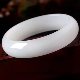 White Jade Bangle Bracelet for Women Retro Chinese Style Natural Jade Gemstone Jewelry Gifts for Mom (Color : 60mm)