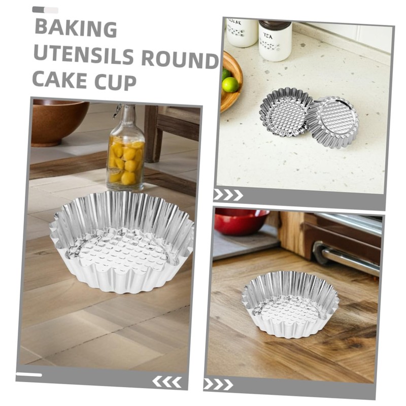 Gatuida 30pcs Stainless Steel Egg Tart Molds with Decorative Fluted