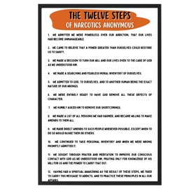 The 12 Steps of NA Narcotics Anonymous Poster for Addiction Recovery - Twelve Steps Narcotics Anonymous Quotes Print NA Daily Reflections Poster 12 Step Working Guide - 11x17 in. LAMINATED - No Frame