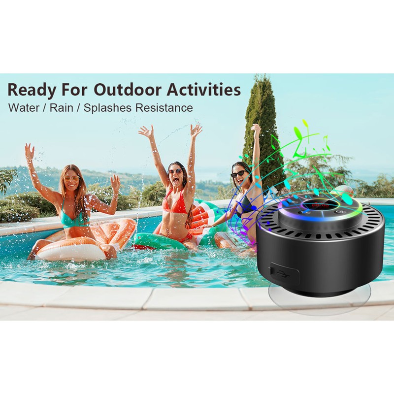 IPX7 Waterproof Bathroom BT Speaker Dustproof Shockproof LED Time Display