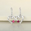 YL Heart Earrings Sterling Silver Created Ruby Heart Dangle Drop