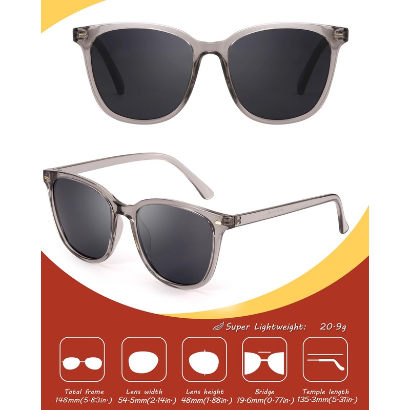 Myiaur Polarised Sunglasses Women's Large UV400 Protection Glasses Classic Mirrored