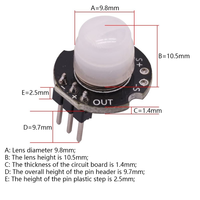 DollaTek 5pcs Mini Motion Sensor Detector Module SR602 Pyroelectric Infrared