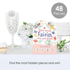 Big Dot of Happiness Let’s Be Fairies - Fairy Garden Birthday Party Scavenger Hunt - 1 Stand and 48 Game Pieces - Hide and Find Game