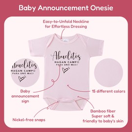 Pregnancy Announcement Gift,Abuelitos Hagan Campo Para Uno Mas Spanish Pregnancy Announcement Infant Bodysuit,Coming Soon Announcement Reveal Ideas for Grandparents,Husband,Aunt(0-3 month,Blush)