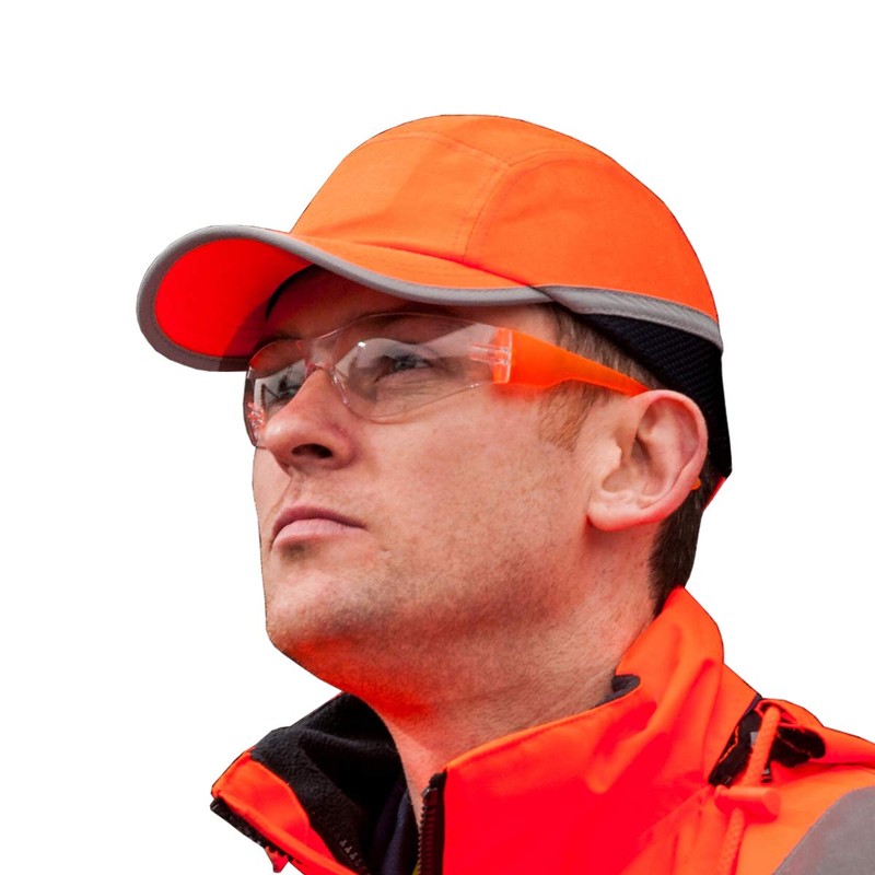 Orange Hi-Vis Bump Cap Baseball Style Safety Hard Hat Head